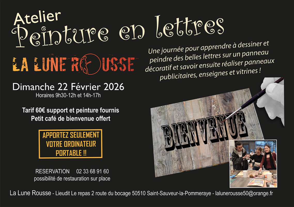 Atelier Peinture en lettres à la Lune Rousse